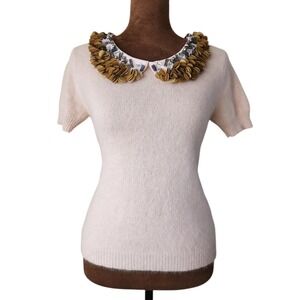 Anthropologie Corey Lynn Calter Sweater Angora Sequin Collar Size XS Button Back